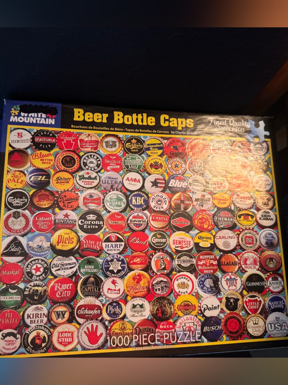 White Mountain Beer Bottle Caps Puzzle — Colorful Cap Collage 1000